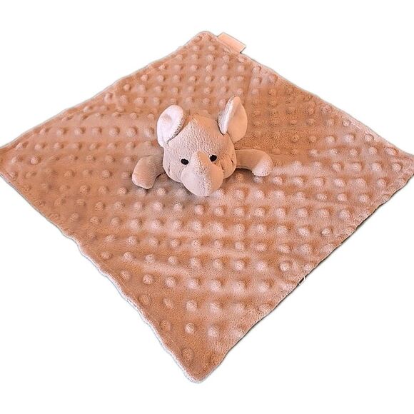 Baby Elephant Lovey Minky Dot Gray White Security Blanket  Elegant Infant 16" - Picture 1 of 10